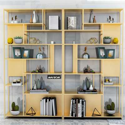 Elegant Living Room Bookstore Curio Books Wine Organizer Storage Cabinet Aluminum Display Rack