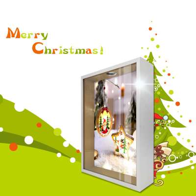 Waybom Wholesale Metal  Picture Frame 3D Wall Hanging Silver Shadow Box for Christmas