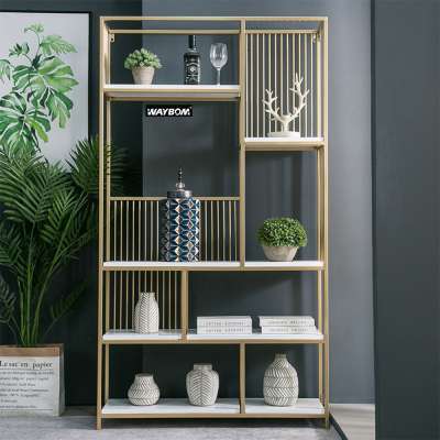 Weibang Floating Shelves Aluminum 4 Layers Square Cube Rack With Glass Decorative Bookshelf