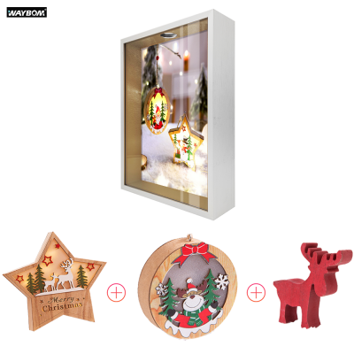 Christmas Snow Man Baby Resin Gift Decoration Christmas Toy Metal Aluminum Photo Frame Shadow Box