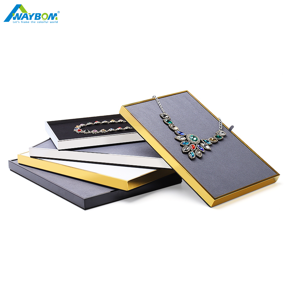 High Quality Custom Logo Aluminum Gold Showcase Display Jewellery Tray